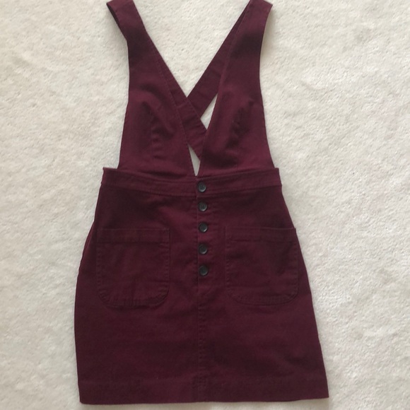 Fall Forever 21 Faux Suede Maroon Pinafore Dress - Picture 6 of 6